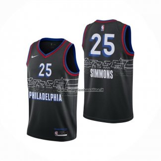 Maglia Philadelphia 76ers Ben Simmons NO 25 Citta 2020-21 Nero