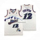 Maglia Utah Jazz John Stockton NO 12 Retro Bianco