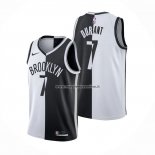 Maglia Brooklyn Nets Kevin Durant NO 7 Split Nero Bianco