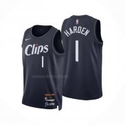 Maglia Los Angeles Clippers James Harden NO 1 Citta 2023-24 Blu