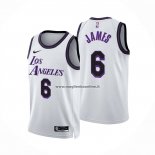 Maglia Los Angeles Lakers LeBron James NO 6 Citta 2022-23 Bianco