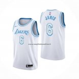Maglia Los Angeles Lakers LeBron James NO 6 Citta 2021-22 Bianco