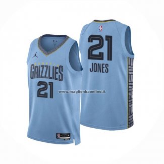 Maglia Memphis Grizzlies Tyus Jones NO 21 Statement 2022-23 Blu